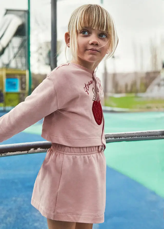 Mayoral Fleecekleid Rosa mit Erdbeer-Motiv Mokkini Kindermode Kleid
