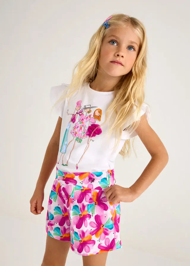 Mayoral Hosenrock mit floralem Print in pink Mokkini Kindermode Shorts