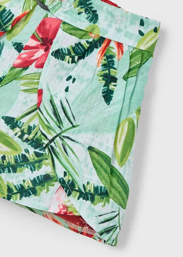 Mayoral Hosenrock mit tropischen Blumenprint in wasserblau Mokkini Kindermode Hosenrock