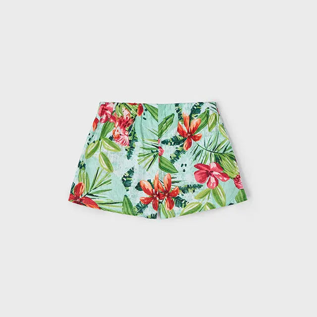 Mayoral Hosenrock mit tropischen Blumenprint in wasserblau Mokkini Kindermode Hosenrock