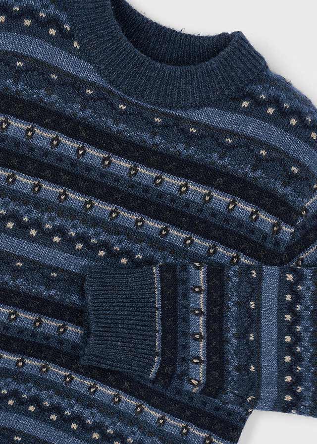 Mayoral Jacquard-Pullover Blau mit Wintermuster Mokkini Kindermode Pullover