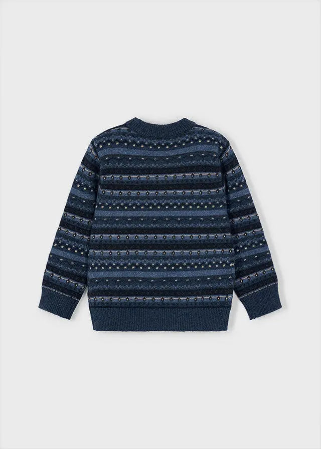 Mayoral Jacquard-Pullover Blau mit Wintermuster Mokkini Kindermode Pullover