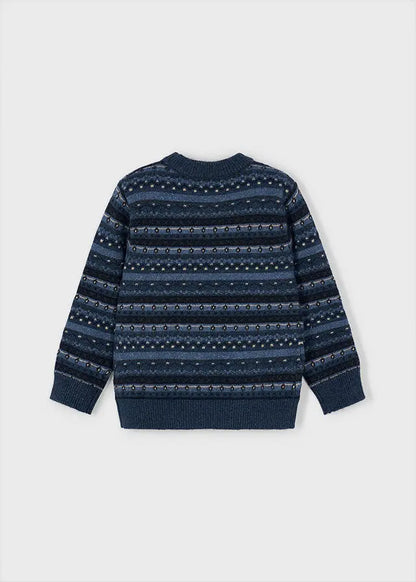 Mayoral Jacquard-Pullover Blau mit Wintermuster Mokkini Kindermode Pullover
