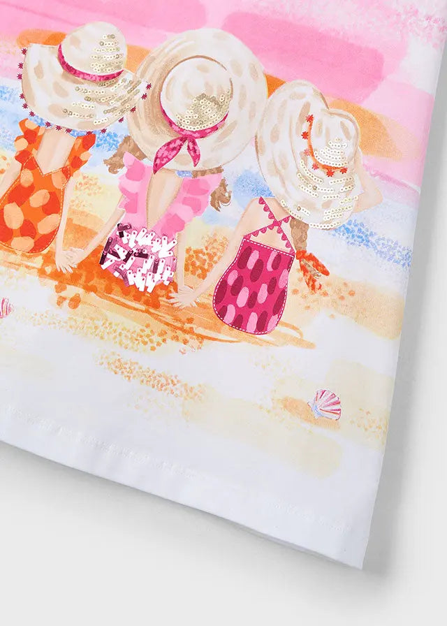 Mayoral Kleid mit Strandmotiv und Paillettenakzente Mokkini Kindermode Kleid