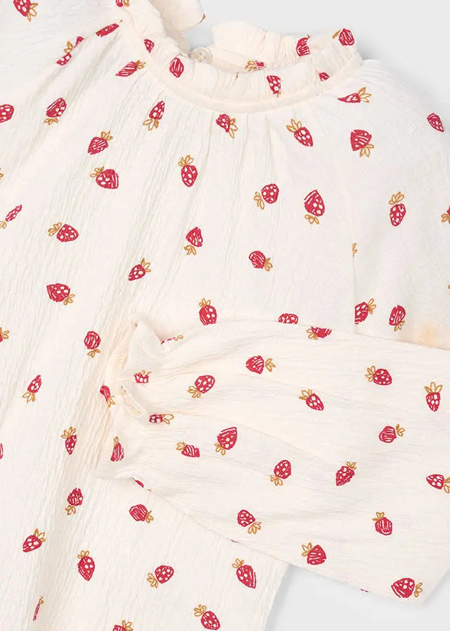 Mayoral Langarmshirt Erdbeeren mit Bubikragen Mokkini Kindermode Bluse