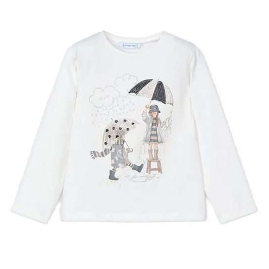 Mayoral Langarmshirt Mädchen mit Regenschirm und Paillettendetails Mokkini Kindermode T-Shirt Langarm