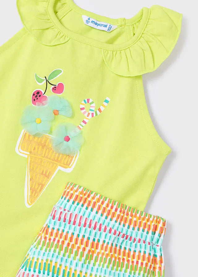 Mayoral Set T-Shirt mit Eiscreme-Motiv und Shorts Mokkini Kindermode Mädchen Set