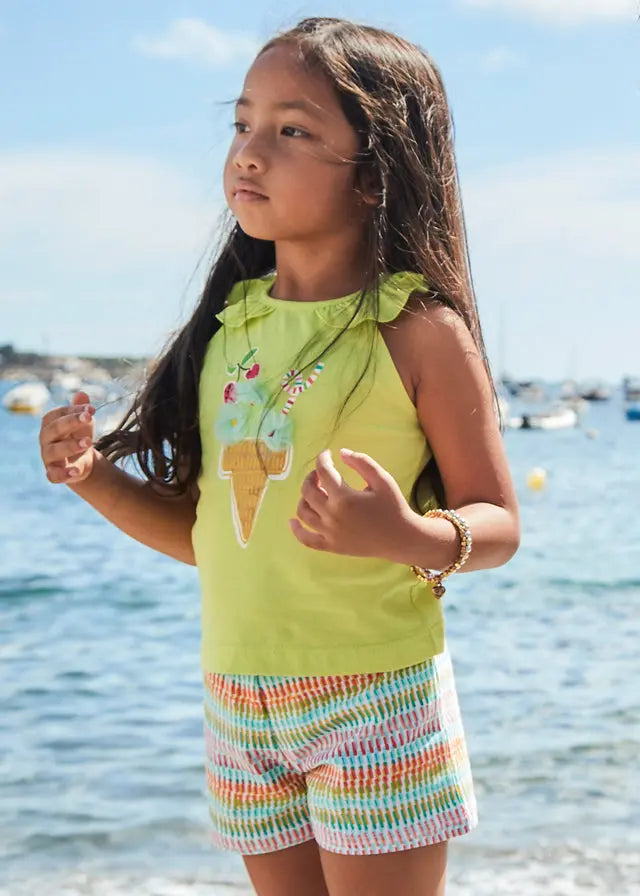 Mayoral Set T-Shirt mit Eiscreme-Motiv und Shorts Mokkini Kindermode Mädchen Set