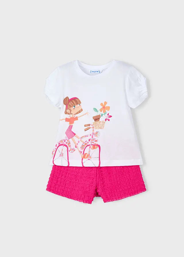 Mayoral Set T-Shirt mit Mädchen-Fahrrad Design Mokkini Kindermode Mädchen Set