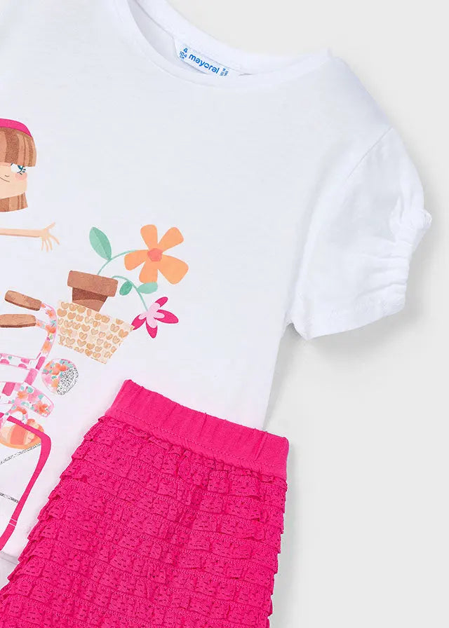 Mayoral Set T-Shirt mit Mädchen-Fahrrad Design Mokkini Kindermode Mädchen Set