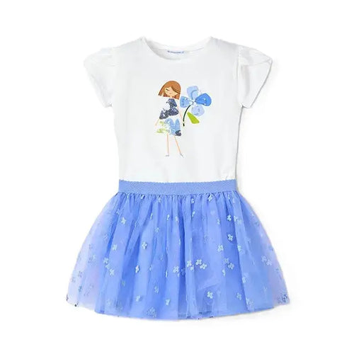 Mayoral Set T-Shirt mit Pailletten-Details und Tüllrock