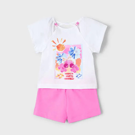 Mayoral Set T-Shirt mit Sommermotiv und Shorts