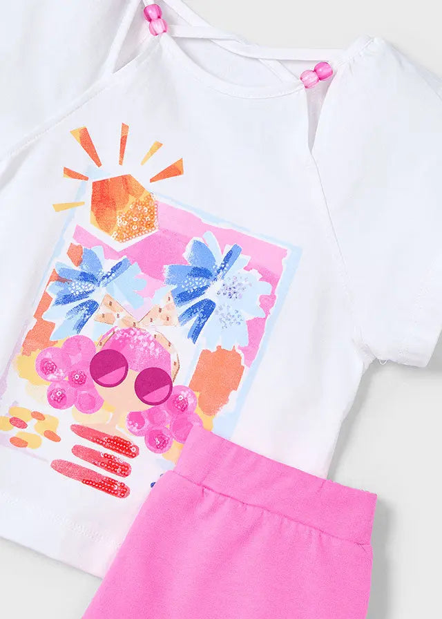 Mayoral Set T-Shirt mit Sommermotiv und Shorts Mokkini Kindermode Mädchen Set