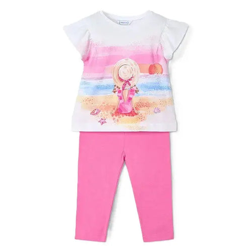 Mayoral Set - T-Shirt mit Strandmotiv und Leggings in Rosa