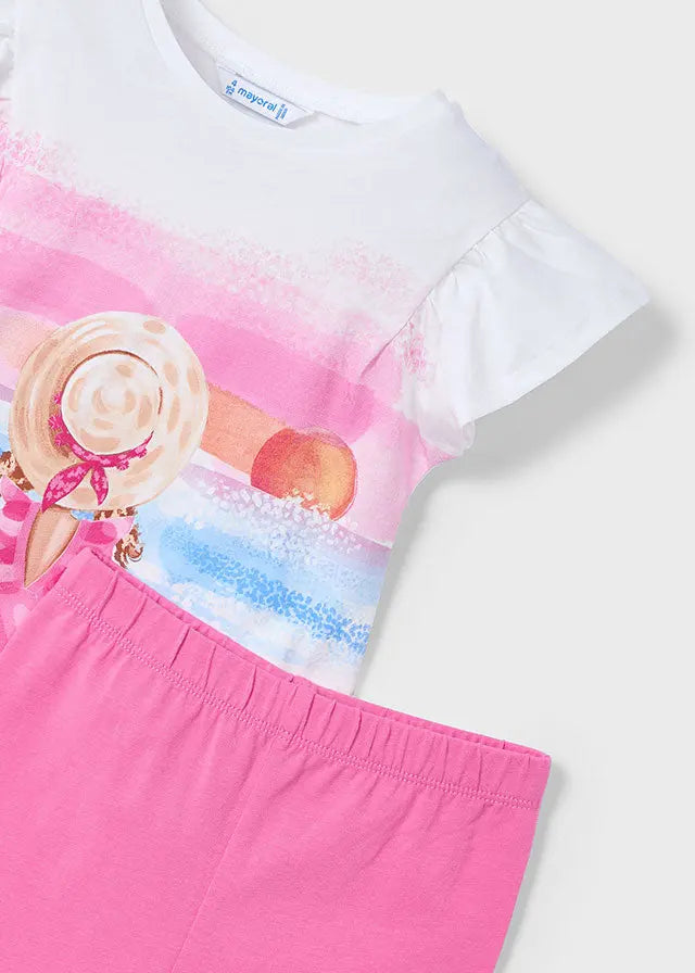 Mayoral Set - T-Shirt mit Strandmotiv und Leggings in Rosa Mokkini Kindermode Mädchen Set