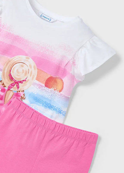 Mayoral Set - T-Shirt mit Strandmotiv und Leggings in Rosa Mokkini Kindermode Mädchen Set