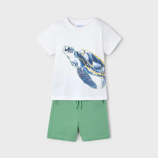 Mayoral Set aus T-Shirt und Shorts mit Schildkröten-Motiv