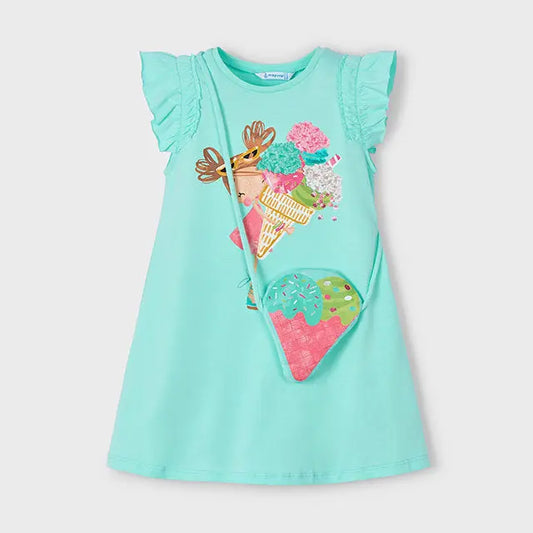 Mayoral Sommerkleid süßem Eiscreme-Print und passender Tasche