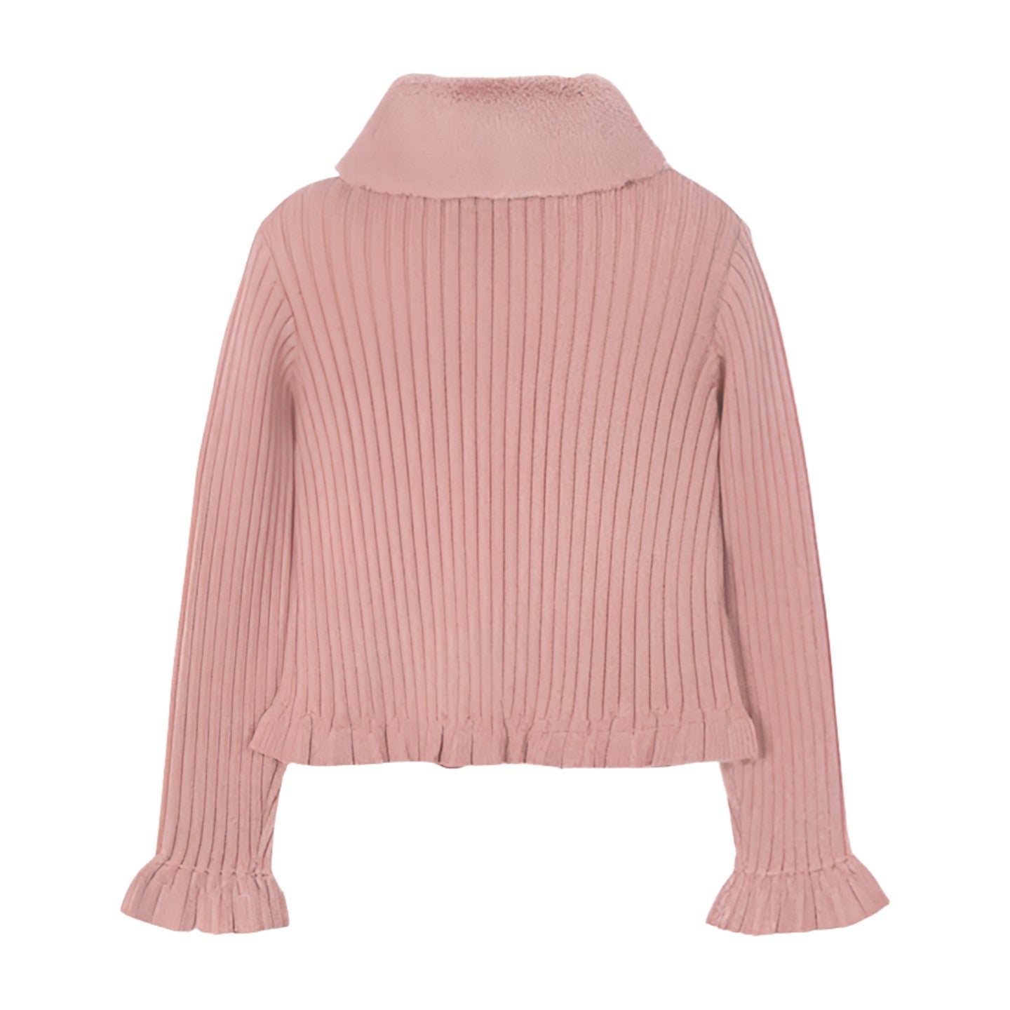 Mayoral Strickjacke Rosa mit Plüschkragen Mokkini Kindermode