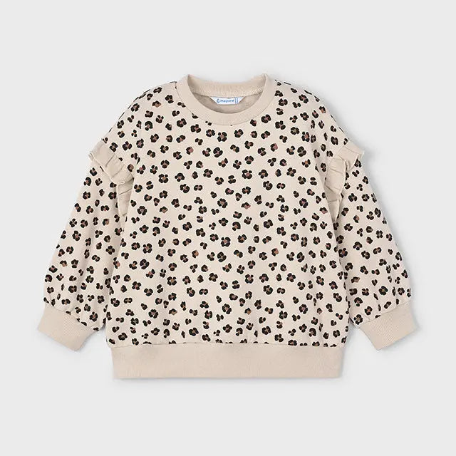 Mayoral Sweatshirt Animalprint mit Volant-Ärmeln Mokkini Kindermode Sweatshirt