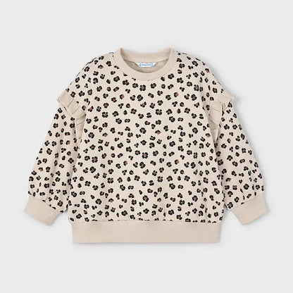 Mayoral Sweatshirt Animalprint mit Volant-Ärmeln Mokkini Kindermode Sweatshirt