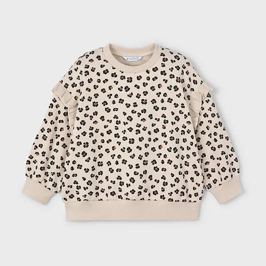 Mayoral Sweatshirt Animalprint mit Volant-Ärmeln Mokkini Kindermode Sweatshirt