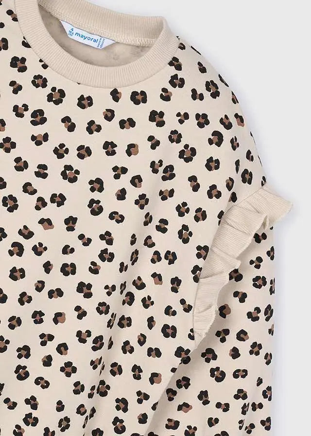 Mayoral Sweatshirt Animalprint mit Volant-Ärmeln Mokkini Kindermode Sweatshirt
