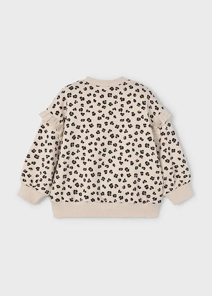 Mayoral Sweatshirt Animalprint mit Volant-Ärmeln Mokkini Kindermode Sweatshirt