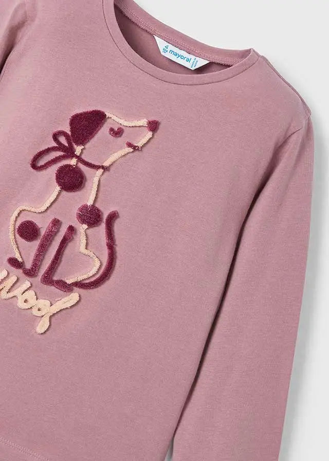Mayoral T-Shirt Langarm mit Hund-Applikation mit Stickerei "Woof" - T-Shirt Langarm - Mayoral
