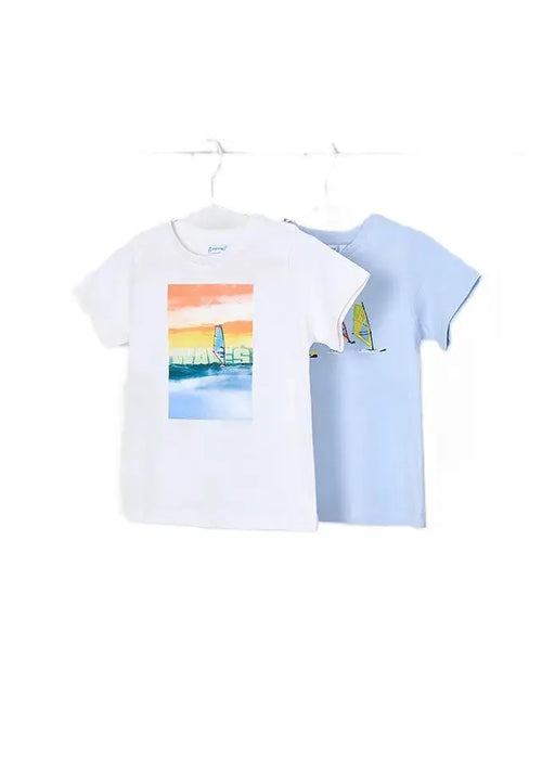 Mayoral T-Shirt Set mit einem Sonnenuntergangprint und Segelmotiv