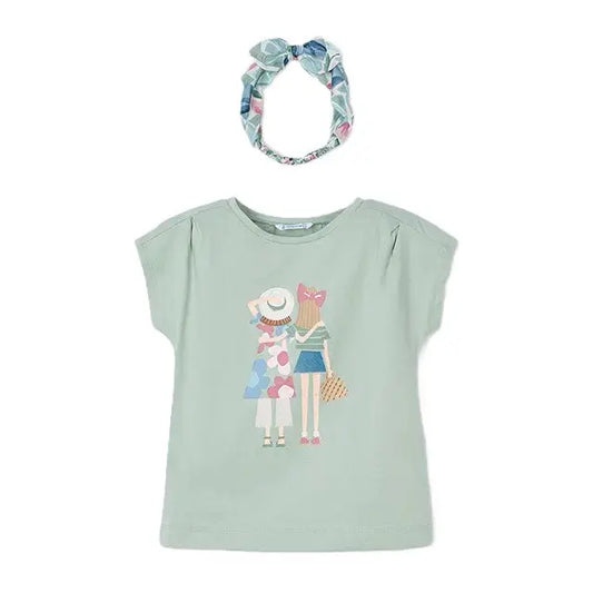 Mayoral T-Shirt mit Mädelsprint und Haarband
