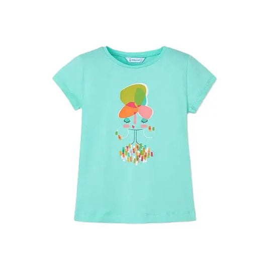 Mayoral T-Shirt mit buntem Blumenmädchen
