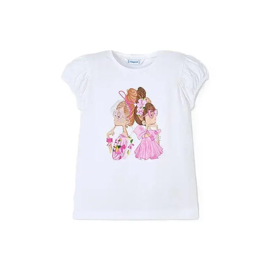 Mayoral T-Shirt mit glamourösem Beautygirls und Puffärmeln Mokkini Kindermode T-Shirt