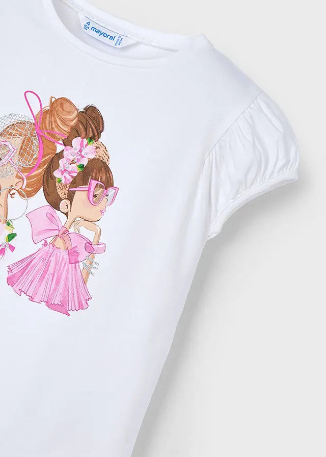 Mayoral T-Shirt mit glamourösem Beautygirls und Puffärmeln Mokkini Kindermode T-Shirt