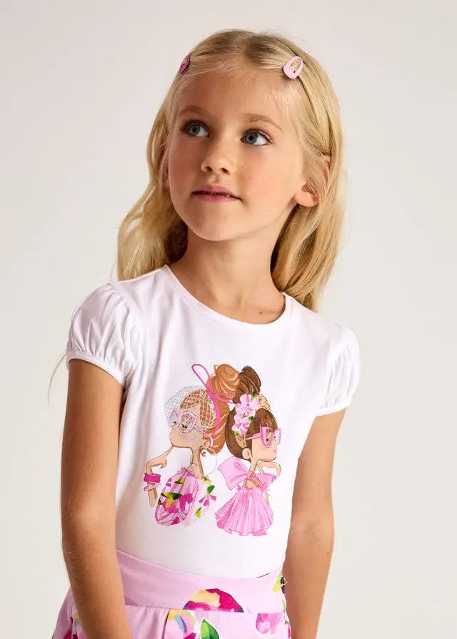 Mayoral T-Shirt mit glamourösem Beautygirls und Puffärmeln Mokkini Kindermode T-Shirt