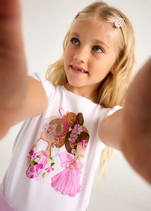 Mayoral T-Shirt mit glamourösem Beautygirls und Puffärmeln Mokkini Kindermode T-Shirt