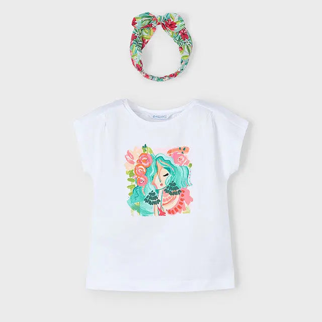 Mayoral T-Shirt mit kunstvollem Mädchenmotiv