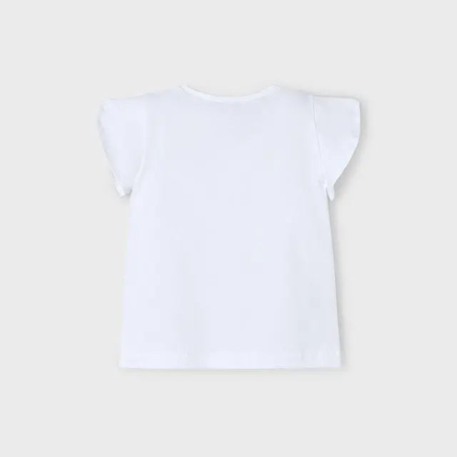 Mayoral T-Shirt mit stilvollem Mädelsprint und Rüschenärmeln Mokkini Kindermode T-Shirt