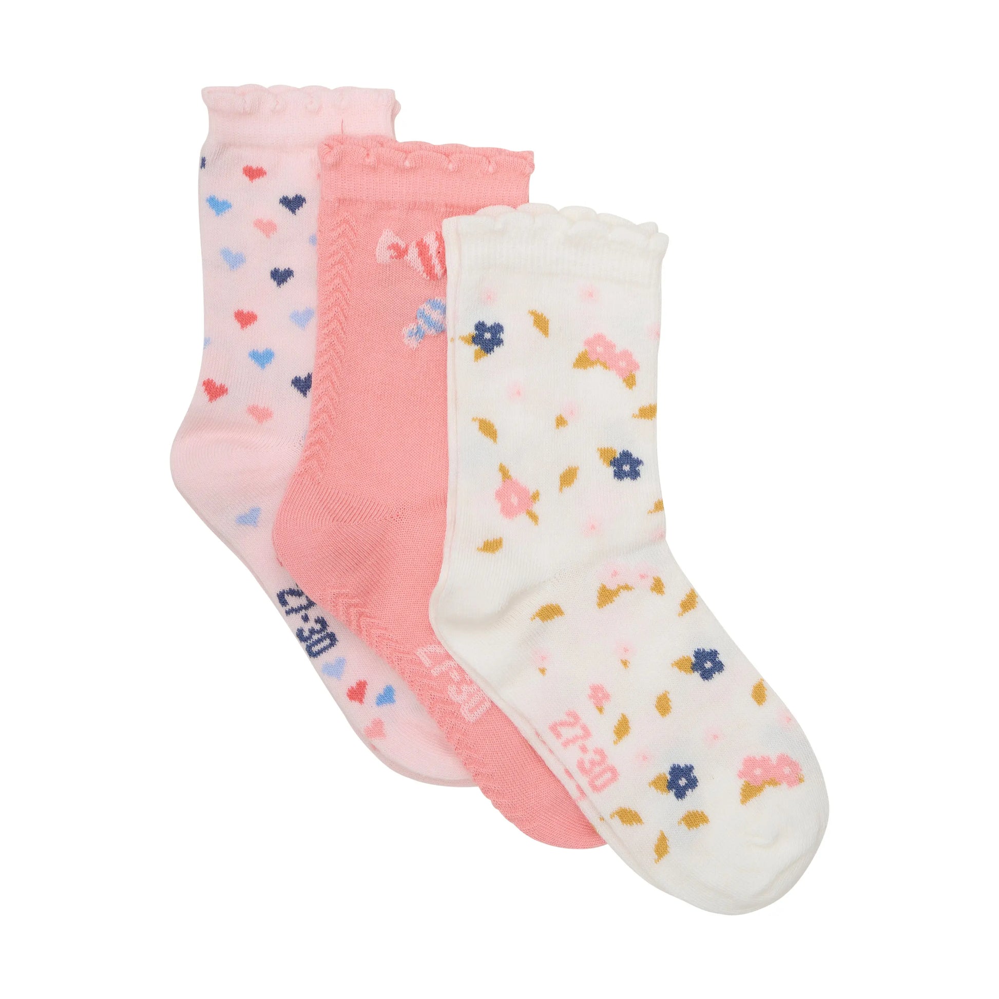 Minymo 3er-Pack Socken mit Herz- und Blumenmotiven Mokkini Kindermode Gesperrt