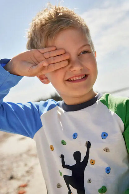 Minymo Jungen Langarmshirt | Klettermotiv & Baumwollmix Mokkini Kindermode T-Shirt Langarm