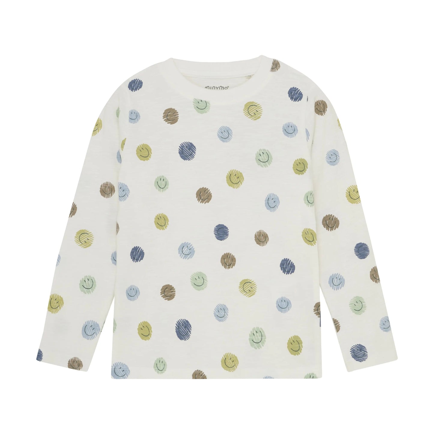 Minymo Jungen Langarmshirt "Smiley" in Weiß mit bunten Punkten Mokkini Kindermode Gesperrt
