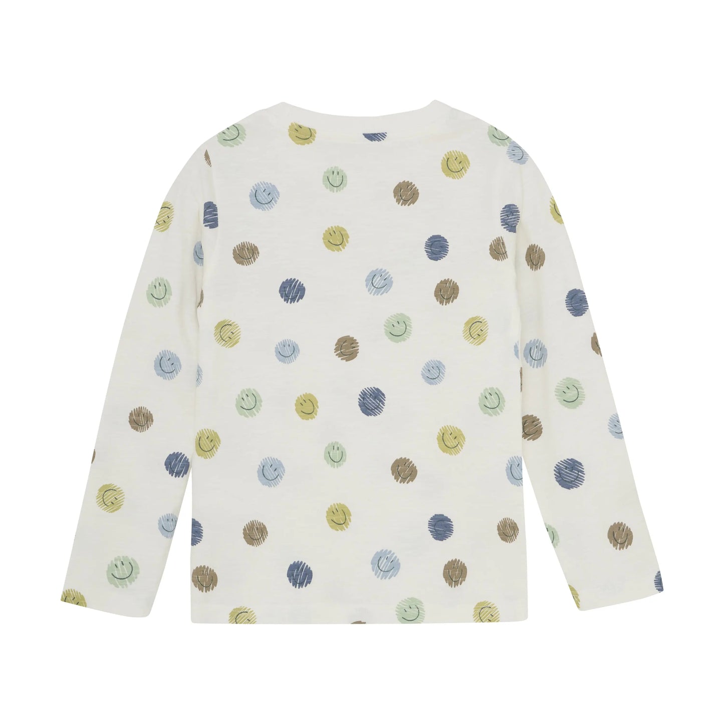 Minymo Jungen Langarmshirt "Smiley" in Weiß mit bunten Punkten Mokkini Kindermode Gesperrt