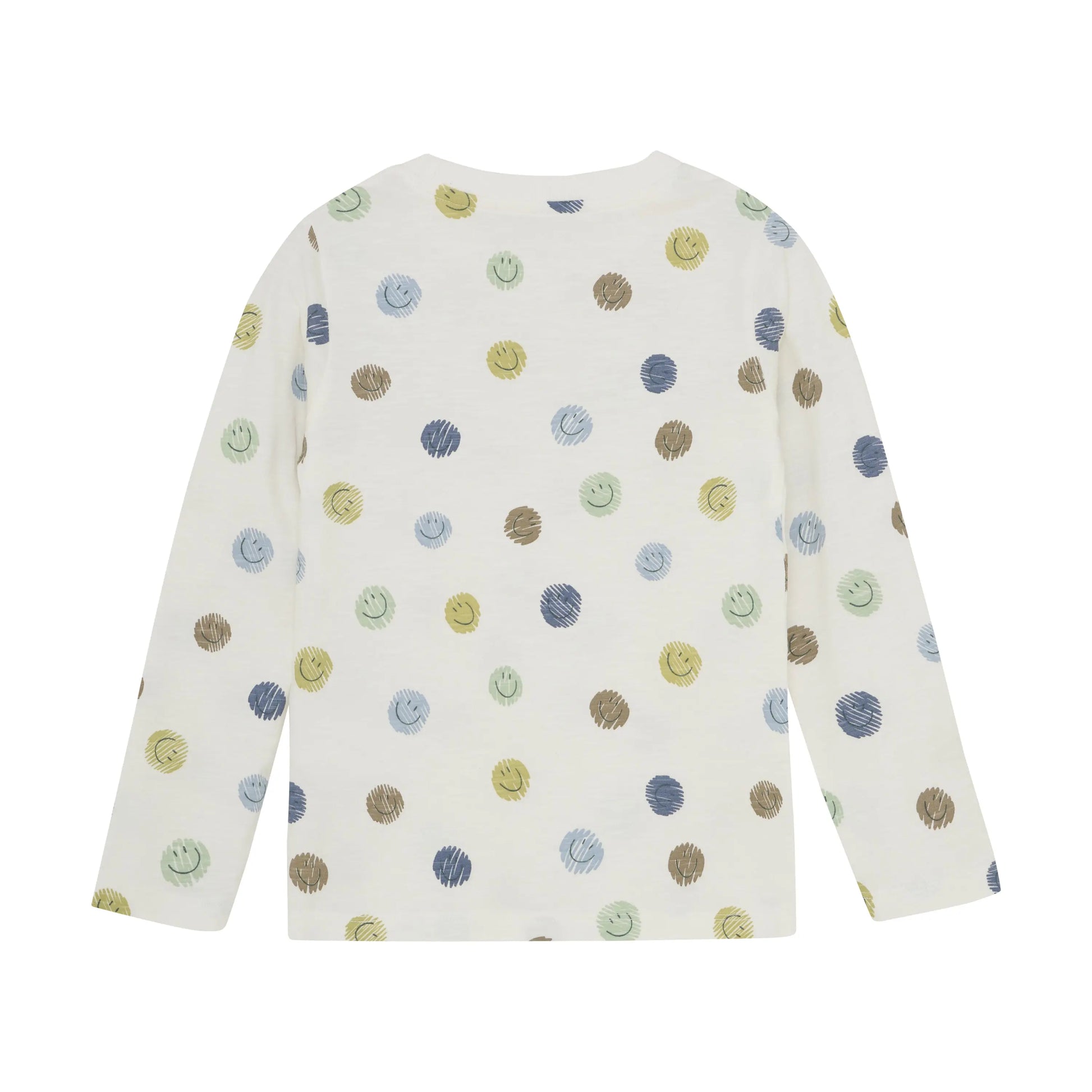 Minymo Jungen Langarmshirt "Smiley" in Weiß mit bunten Punkten Mokkini Kindermode Gesperrt
