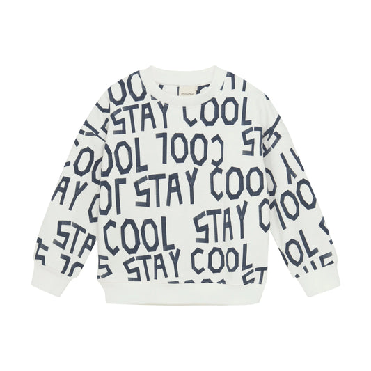 Minymo Jungen Sweatshirt "Stay Cool" in Weiß mit auffälligem Print Mokkini Kindermode Gesperrt