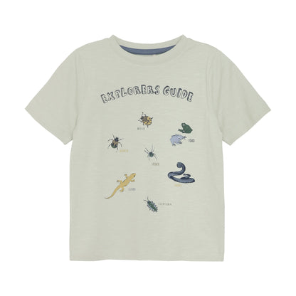 Minymo Jungen T-Shirt "Explorers Guide" in Hellgrün Mokkini Kindermode Gesperrt