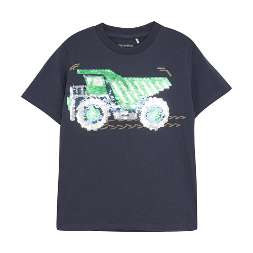 Minymo Jungen T-Shirt | Lkw-Motiv & Pailletten