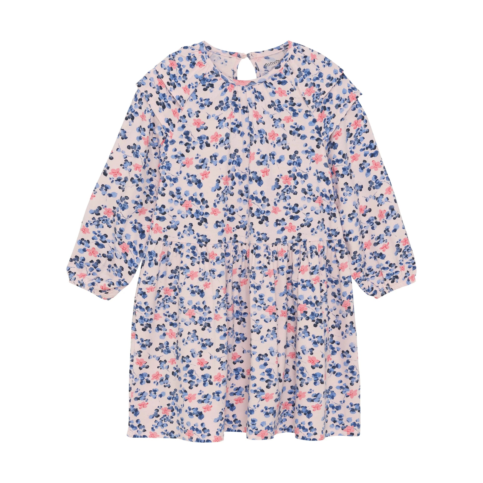 Minymo Kleid mit Blumenmuster und Rüschenkragen Mokkini Kindermode Gesperrt