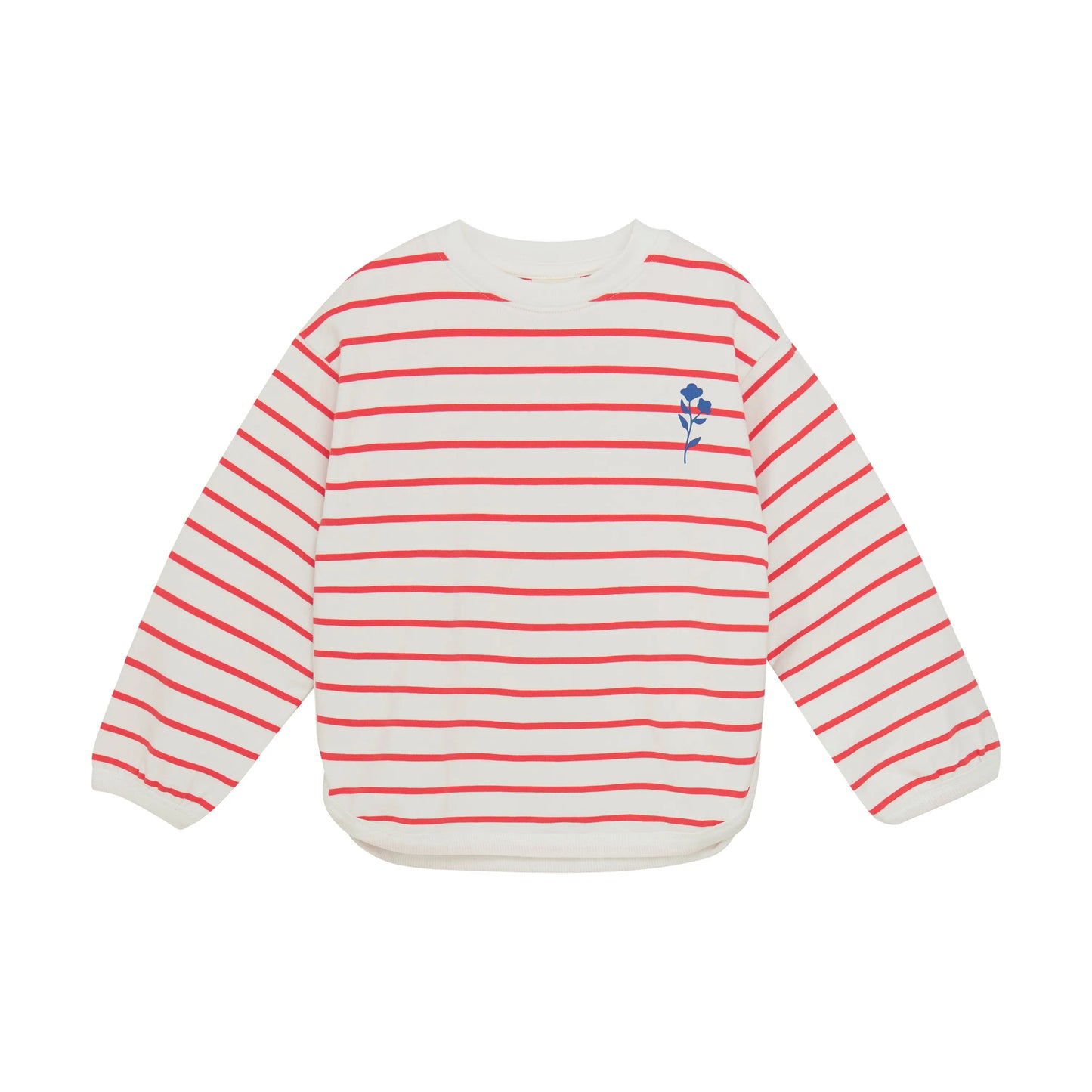 Minymo Langarmshirt mit roten Streifen und Blumenstickerei Mokkini Kindermode Gesperrt