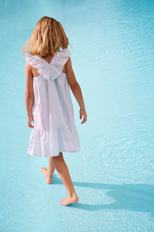 Minymo Mädchen Sommerkleid mit Streifen und Rüschendetails Mokkini Kindermode Gesperrt