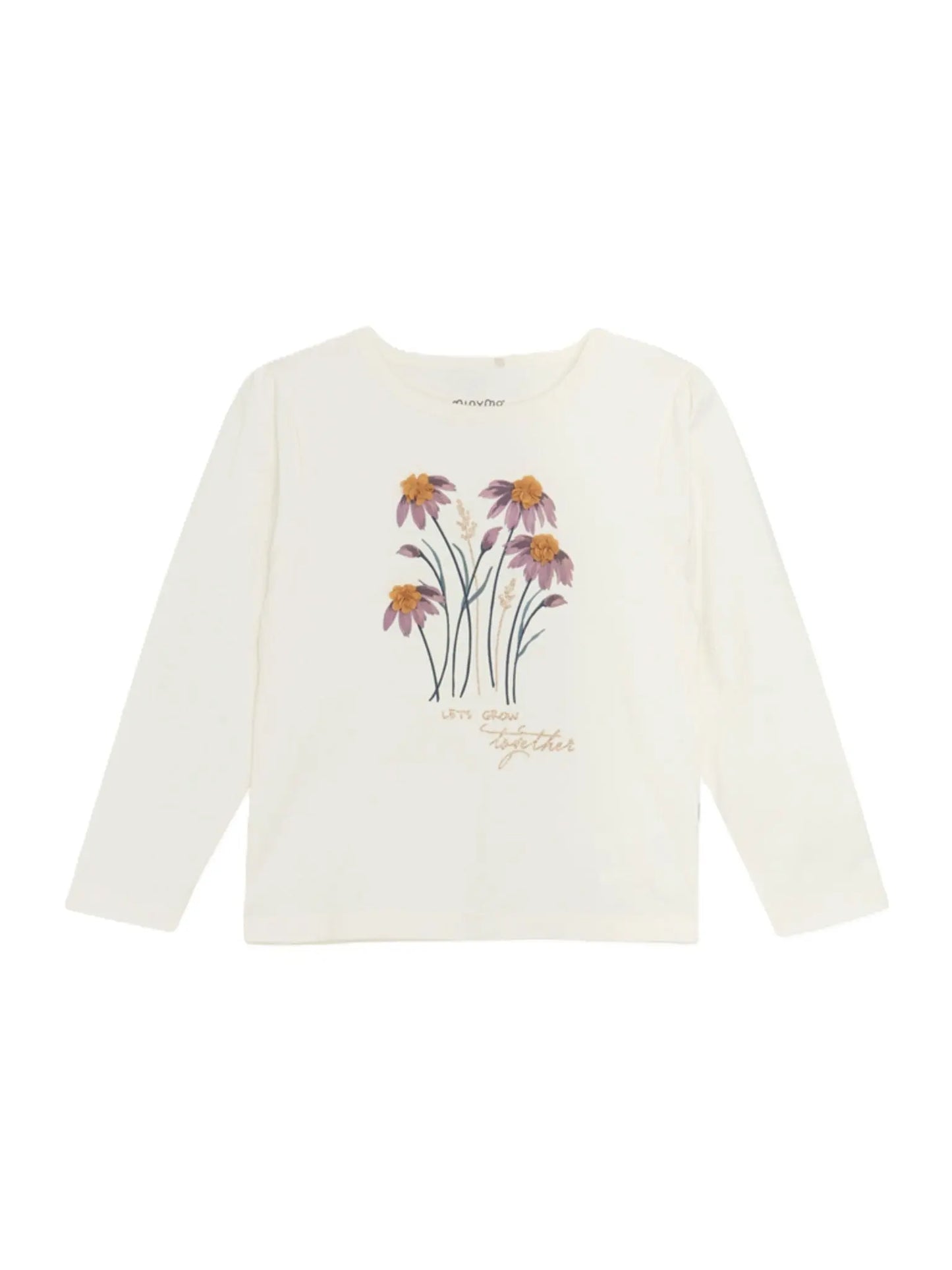 Minymo Mädchen-T-Shirt Langarm – Stilvolles Design mit Blumen Mokkini Kindermode T-Shirt Langarm